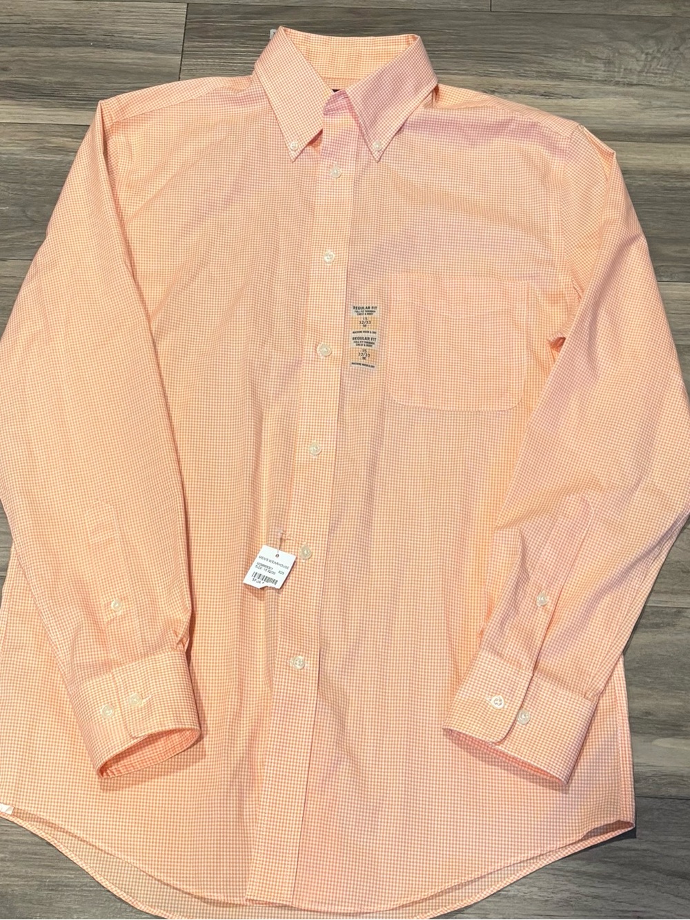 Lauren Ralph Lauren Peach Micro-Check Button-Down Shirt